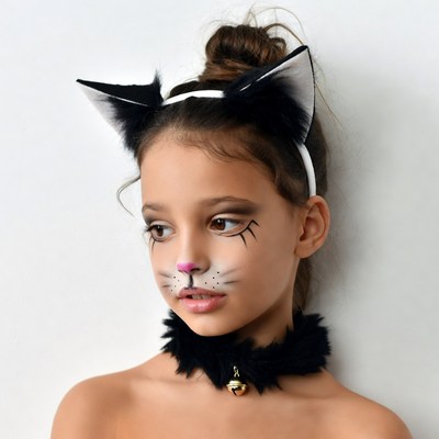 Girl in cat costume with whiskers