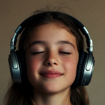 Girl listening to music with headphones