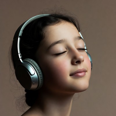 Girl listening to music with headphones