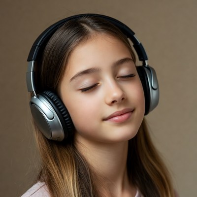Girl listening with headphones
