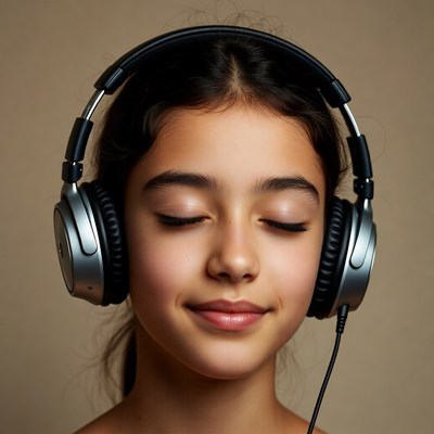 Girl listening with headphones
