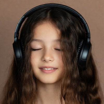 Girl listening with headphones