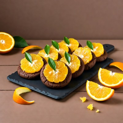 Chocolate Cookies Topped with Orange Slices