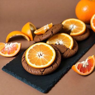 Chocolate Cookies with Orange Slices