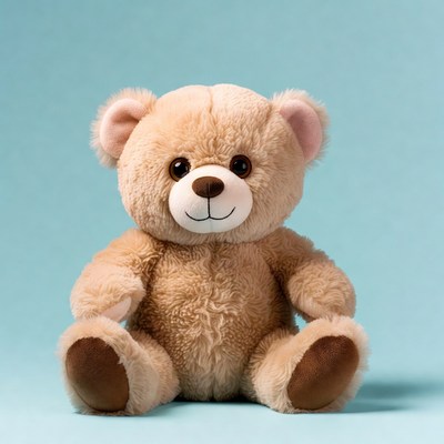 Cute teddy bear on blue background