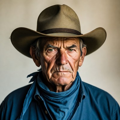 Elderly cowboy with hat and bandana