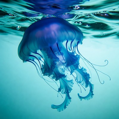 Blue jellyfish underwater