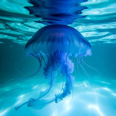 Blue Jellyfish Underwater
