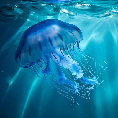 Blue Jellyfish Underwater