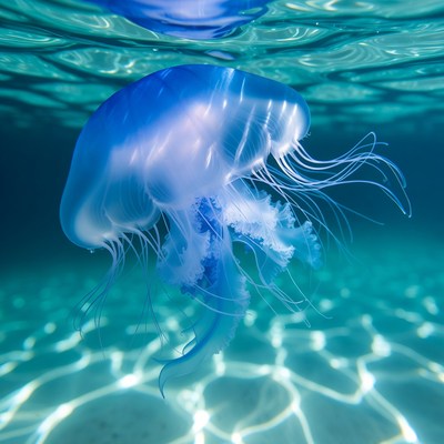 Blue Jellyfish Underwater