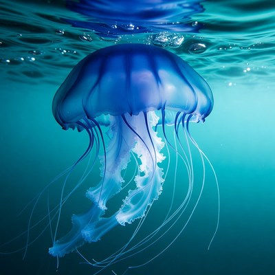 Blue jellyfish underwater