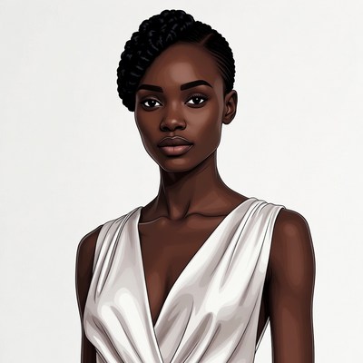 Beautiful African woman in white dress