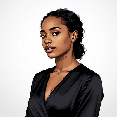 African-American woman in black dress