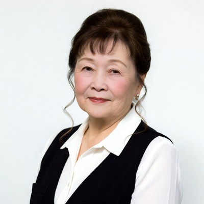 Asian woman in white shirt black vest