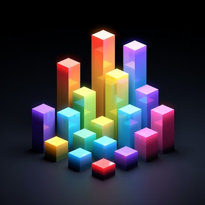 Colorful 3D Neon Bar Graph