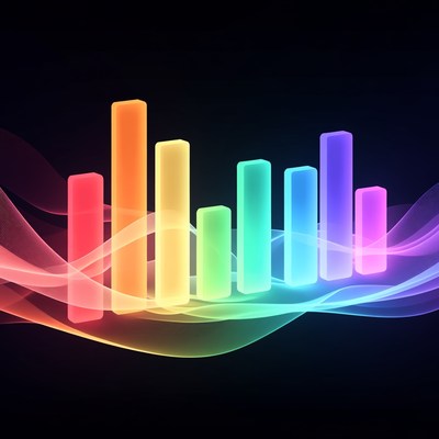 Rainbow Neon 3D Bar Graph