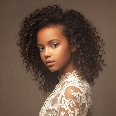 Young African-American girl with curly hair
