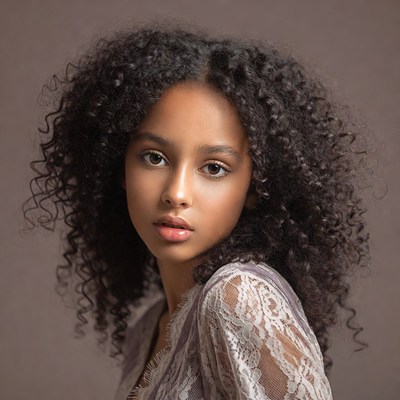 Young African-American woman with curly hair