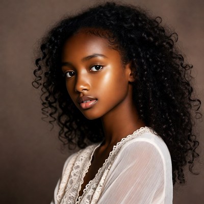Beautiful African-American girl with curly hair