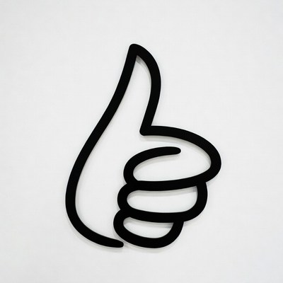 Black thumbs up hand gesture