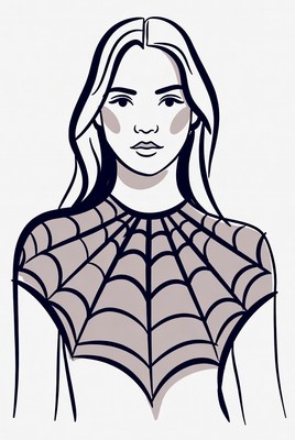Woman wearing spiderweb necklace illustration