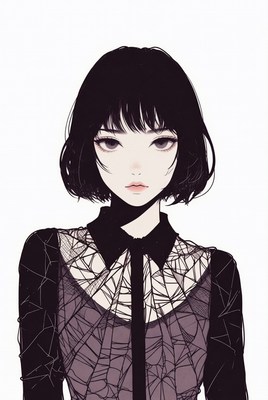 Anime girl with black bob haircut