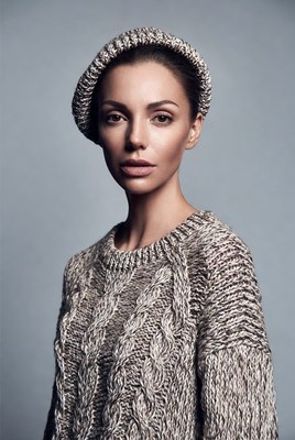 Woman in beret and knit sweater