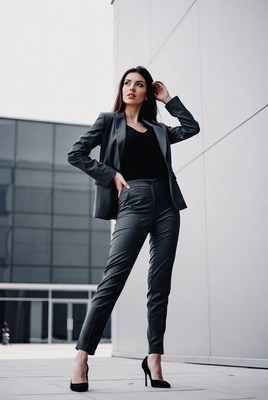 Woman in gray business suit