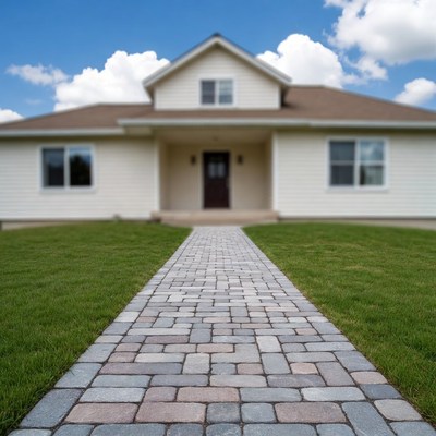 White House with Paver Walkway