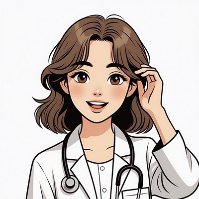Smiling Asian woman doctor illustration