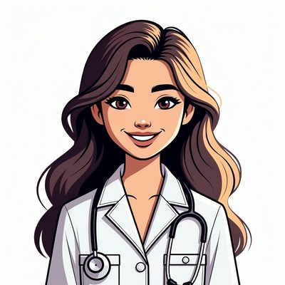 Smiling Asian female doctor illustration