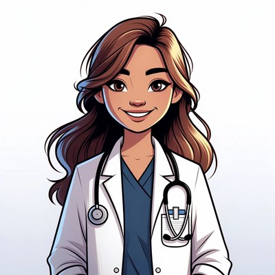 Smiling Asian woman doctor illustration