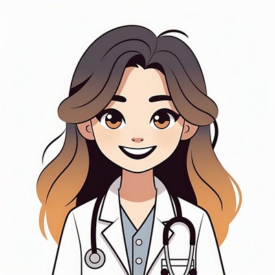 Smiling Asian woman doctor illustration