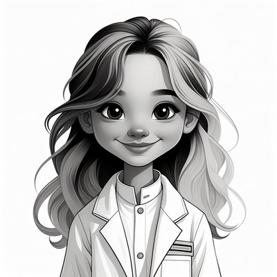 Smiling girl in lab coat illustration