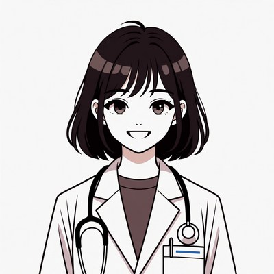 Anime girl doctor smiling