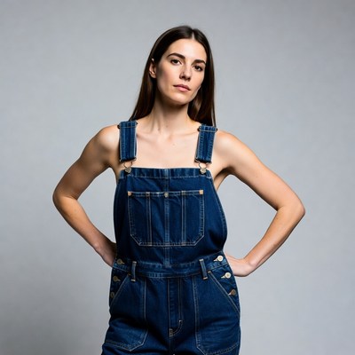 Woman in denim overalls