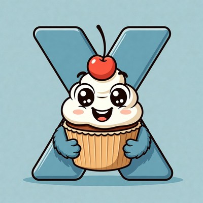 Cartoon Cupcake Letter X