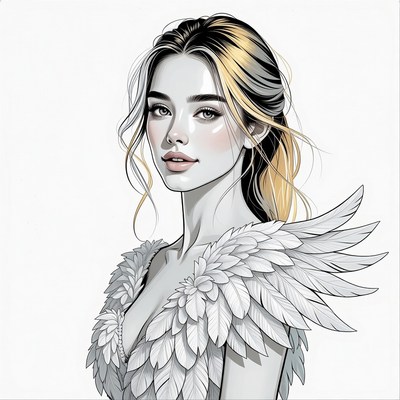 Blonde Woman with Angel Wings