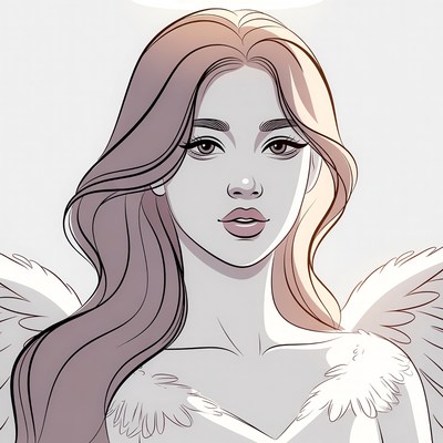 Beautiful angel woman with wings