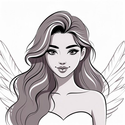 Beautiful winged woman illustration