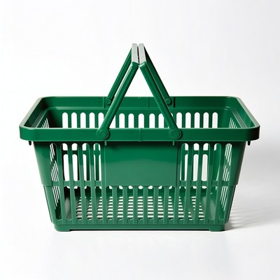 Green shopping basket isolated