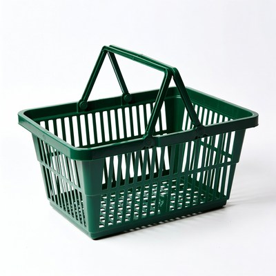 Green plastic shopping basket