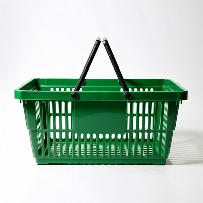 Green shopping basket isolated