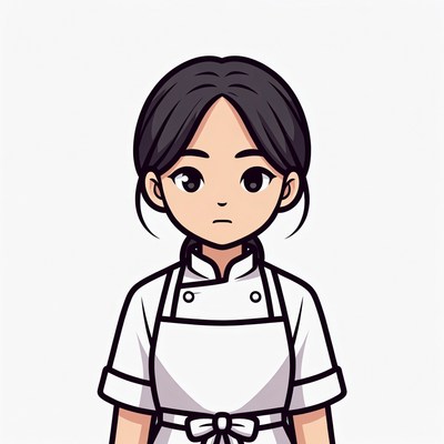 Asian woman in chef uniform illustration