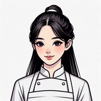 Asian woman chef illustration