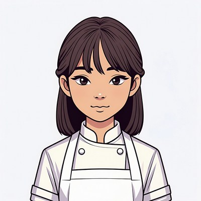 Asian woman chef illustration