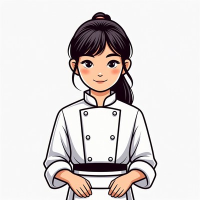 Asian woman chef illustration