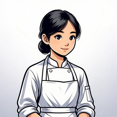 Asian woman chef illustration