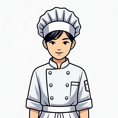 Asian chef illustration wearing uniform