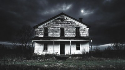 Abandoned haunted house at night